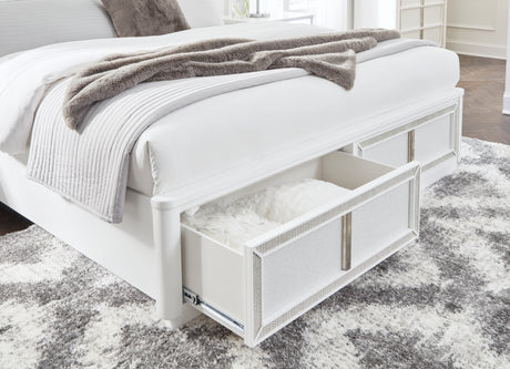Chalanna White Queen LED Upholstered Storage Platform Bed from Ashley - Luna Furniture