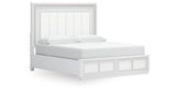 Chalanna King Upholstered Storage Bed with Mirrored Dresser in White from Ashley Furniture - Luna Furniture