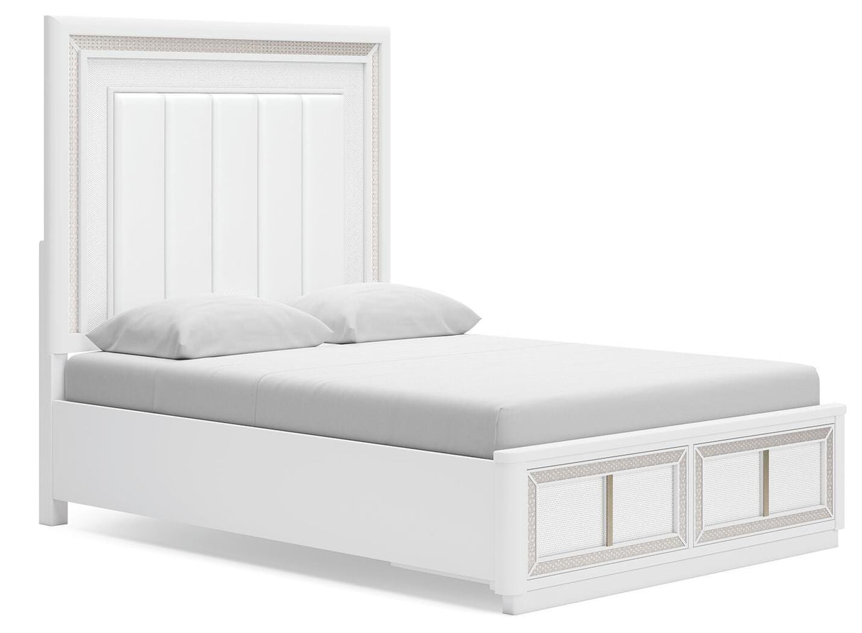 Chalanna White Queen LED Upholstered Storage Platform Bed from Ashley - Luna Furniture