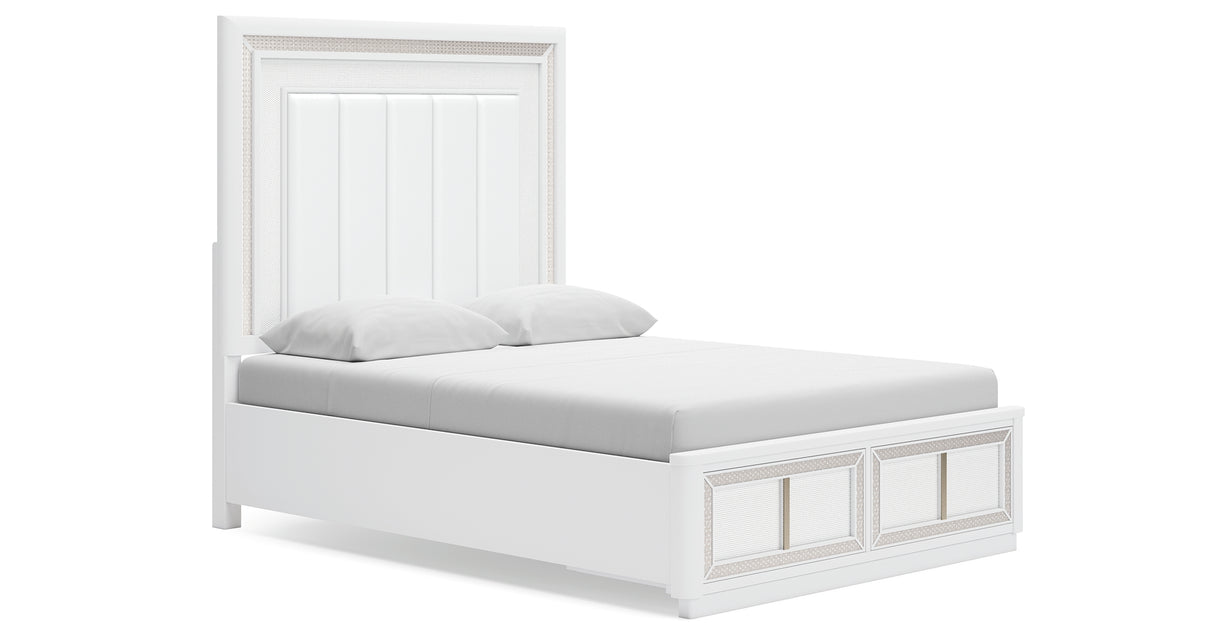 Chalanna Queen Upholstered Storage Bed with Dresser in White from Ashley Furniture - Luna Furniture