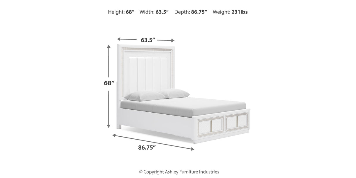 Chalanna Queen Upholstered Storage Bed with Dresser in White from Ashley Furniture - Luna Furniture