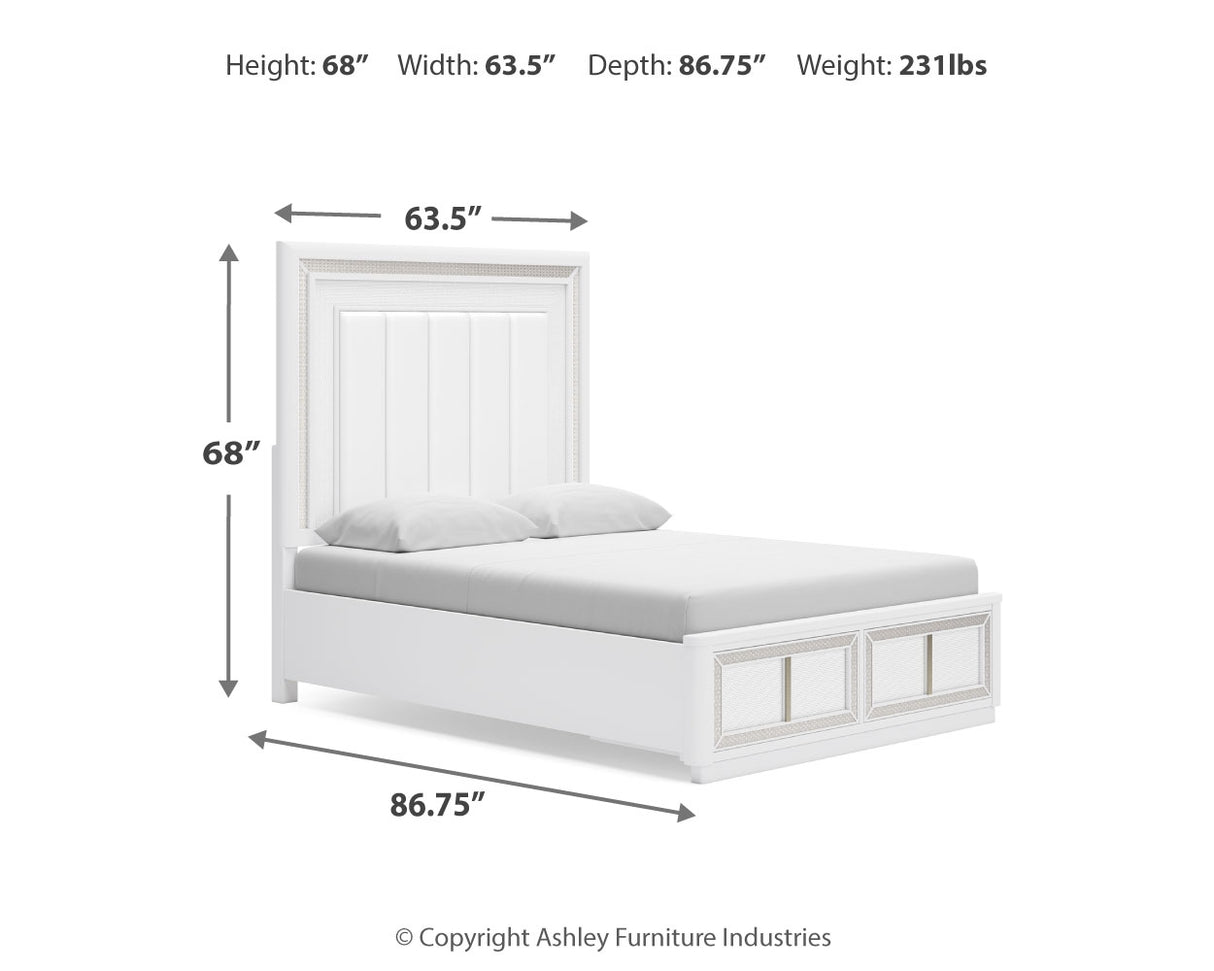 Chalanna White Queen LED Upholstered Storage Platform Bed from Ashley - Luna Furniture