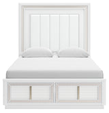Chalanna White Queen LED Upholstered Storage Platform Bed from Ashley - Luna Furniture
