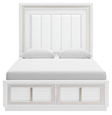 Chalanna White Queen LED Upholstered Storage Platform Bed from Ashley - Luna Furniture