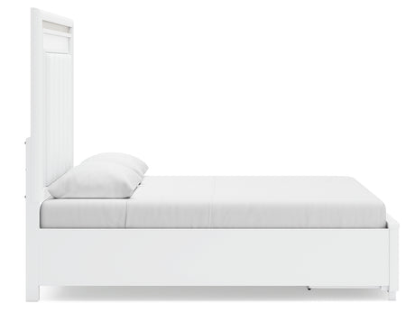 Chalanna White Queen LED Upholstered Storage Platform Bed from Ashley - Luna Furniture