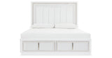 Chalanna King Upholstered Storage Bed with Mirrored Dresser and Chest in White from Ashley Furniture - Luna Furniture