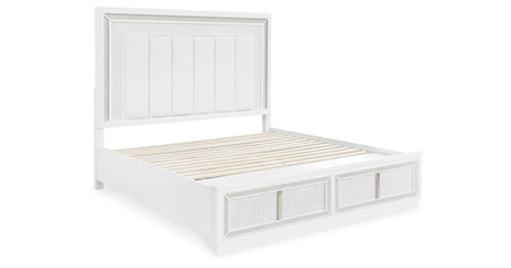 Chalanna White California King LED Upholstered Storage Platform Bed from Ashley Furniture - Luna Furniture
