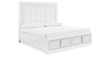 Chalanna White Queen Upholstered Storage Bed with Mirrored Dresser from Ashley Furniture - Luna Furniture