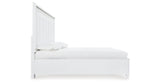 Chalanna King Upholstered Storage Bed with Mirrored Dresser and Chest in White from Ashley Furniture - Luna Furniture