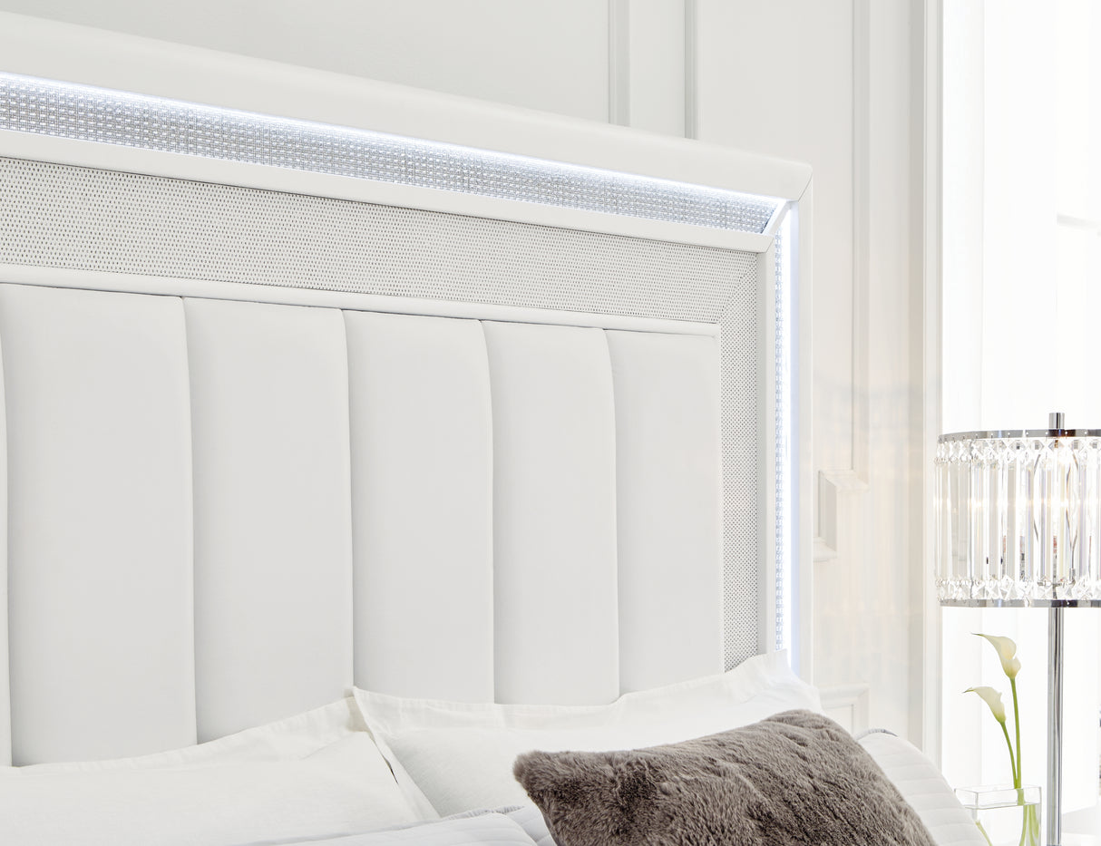 Chalanna White Queen LED Upholstered Storage Platform Bed from Ashley - Luna Furniture