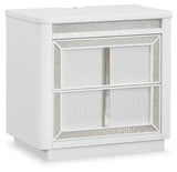 Chalanna California King Upholstered Storage Bed with Mirrored Dresser in White from Ashley - Luna Furniture