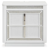Chalanna California King Upholstered Storage Bed with Mirrored Dresser in White from Ashley - Luna Furniture