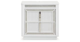 Chalanna California King Upholstered Storage Bed with Mirrored Dresser, Chest and Nightstand in White from Ashley Furniture - Luna Furniture