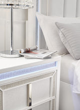Chalanna California King Upholstered Storage Bed with Mirrored Dresser in White from Ashley - Luna Furniture