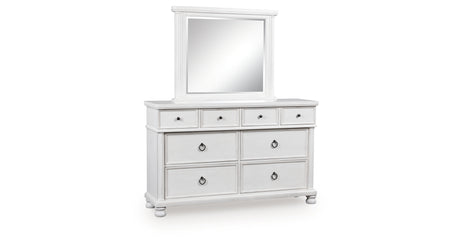 Rowlenstown Antique White Dresser and Mirror from Ashley - Luna Furniture