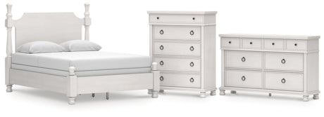 Rowlenstown Queen Poster Bed with Dresser and Chest in Antique White from Ashley - Luna Furniture