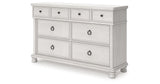 Rowlenstown California King Poster Bed with Dresser and Nightstand in Antique White from Ashley - Luna Furniture