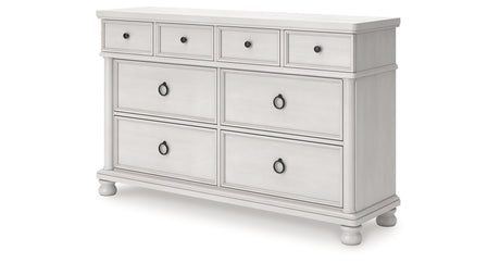 Rowlenstown Queen Poster Bed with Dresser and Chest in Antique White from Ashley - Luna Furniture