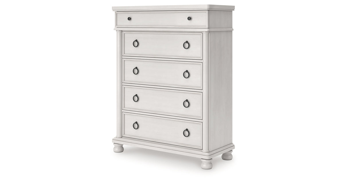 Rowlenstown Queen Poster Bed with Dresser and Chest in Antique White from Ashley - Luna Furniture