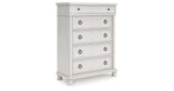 Rowlenstown Queen Poster Bed with Dresser and Chest in Antique White from Ashley - Luna Furniture
