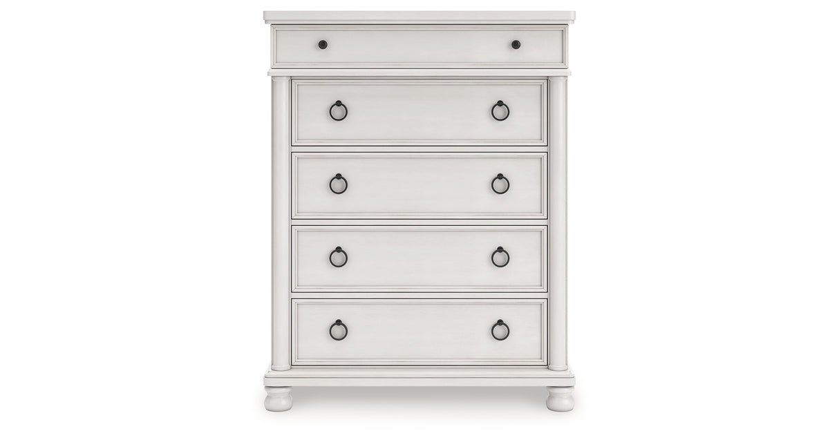 Rowlenstown Queen Poster Bed with Dresser and Chest in Antique White from Ashley - Luna Furniture