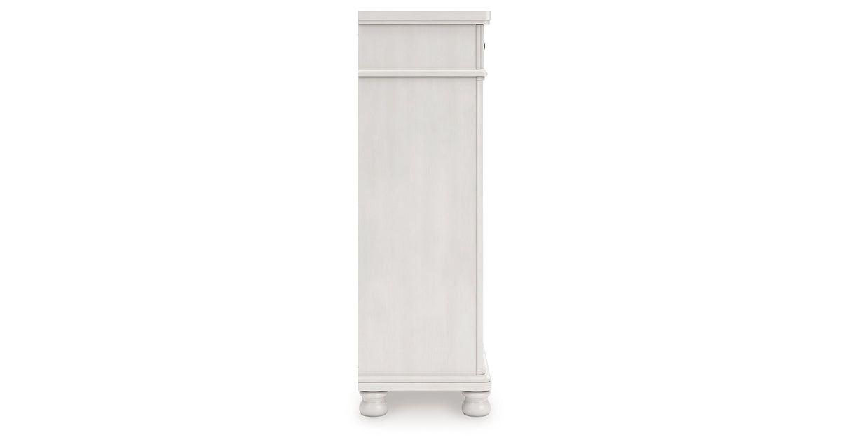Rowlenstown California King Poster Bed with Dresser and Chest in Antique White from Ashley - Luna Furniture