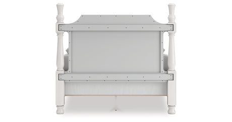 Rowlenstown Queen Poster Bed with Mirrored Dresser in Antique White from Ashley - Luna Furniture