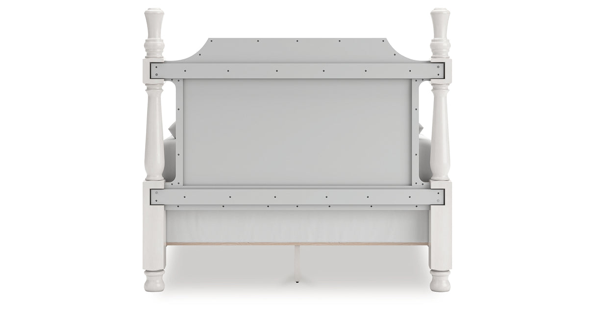 Rowlenstown Queen Poster Bed with Dresser in Antique White from Ashley - Luna Furniture