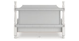 Rowlenstown California King Poster Bed with Mirrored Dresser and Nightstand in Antique White from Ashley - Luna Furniture