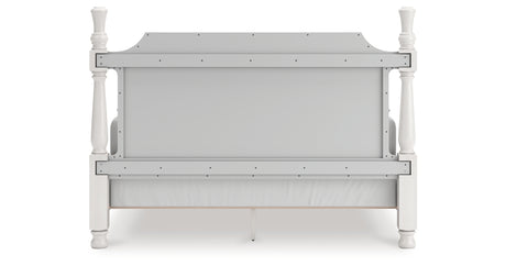Rowlenstown California King Poster Bed with Dresser and Chest in Antique White from Ashley - Luna Furniture