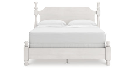 Rowlenstown California King Poster Bed with Dresser and Nightstand in Antique White from Ashley - Luna Furniture
