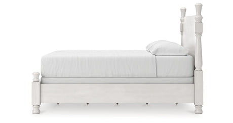 Rowlenstown California King Poster Bed with Dresser and Nightstand in Antique White from Ashley - Luna Furniture