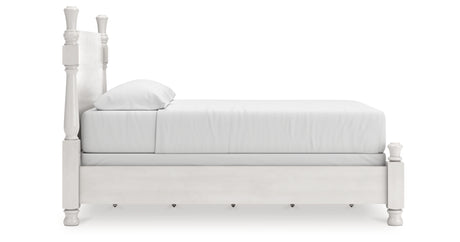 Rowlenstown California King Poster Bed with Dresser and Chest in Antique White from Ashley - Luna Furniture