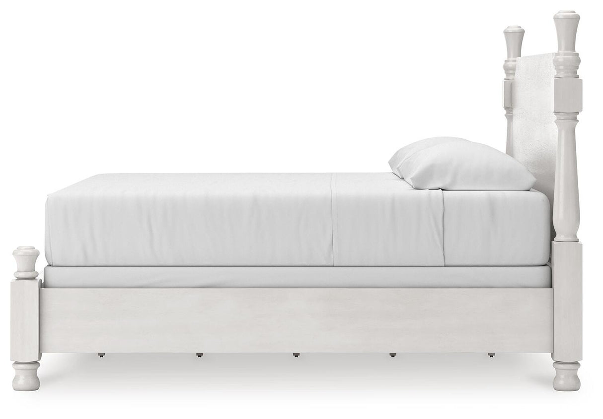 Rowlenstown Antique White Poster Bedroom Set from Ashley - Luna Furniture