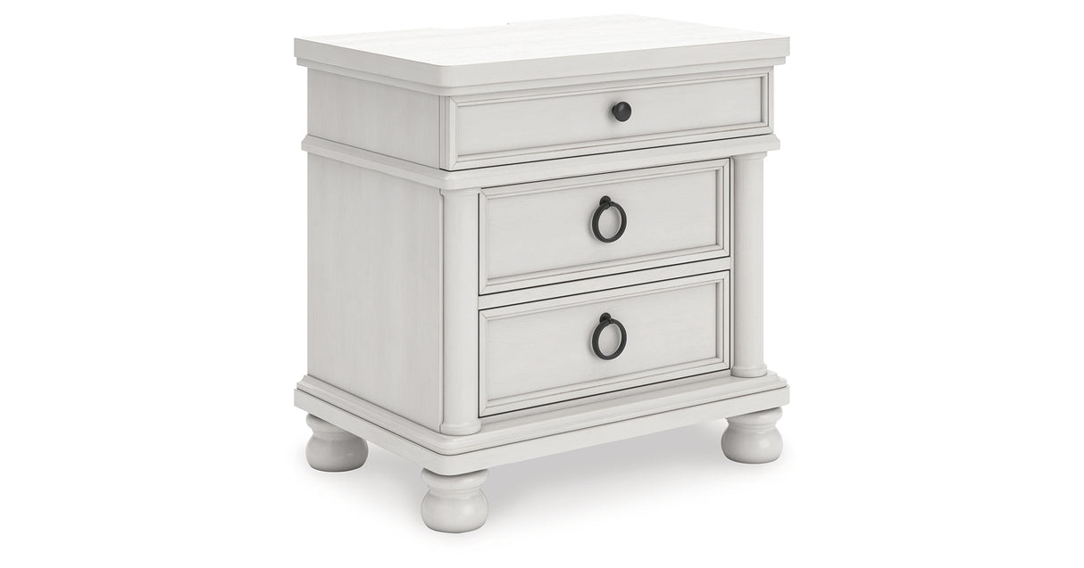 Rowlenstown California King Poster Bed with Dresser and Nightstand in Antique White from Ashley - Luna Furniture