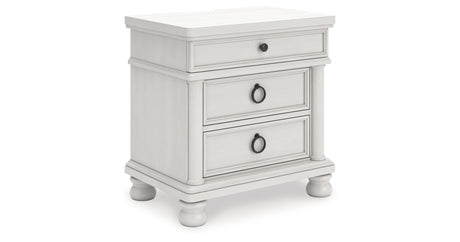 Rowlenstown California King Poster Bed with Dresser and Nightstand in Antique White from Ashley - Luna Furniture
