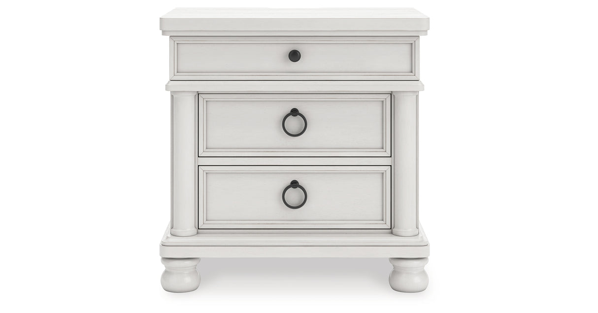 Rowlenstown California King Poster Bed with Dresser and Nightstand in Antique White from Ashley - Luna Furniture