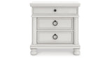 Rowlenstown California King Poster Bed with Dresser and Nightstand in Antique White from Ashley - Luna Furniture