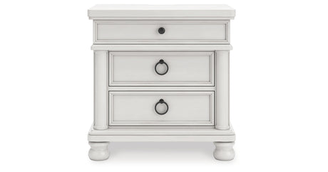 Rowlenstown California King Poster Bed with Dresser and Nightstand in Antique White from Ashley - Luna Furniture