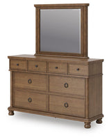 Rowlenstown Queen Poster Bed, Dresser and Mirror from Ashley - Luna Furniture