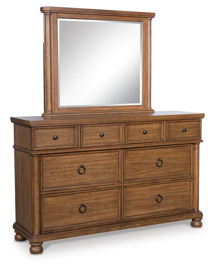 Rowlenstown Queen Poster Bed, Dresser and Mirror from Ashley - Luna Furniture