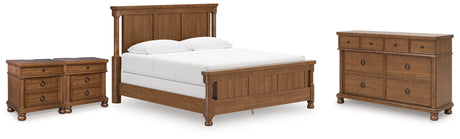 Rowlenstown Brown King Poster Bed, Dresser and 2 Nightstands from Ashley - Luna Furniture