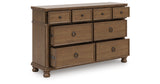 Rowlenstown California King Poster Bed with Dresser and Chest in Brown from Ashley Furniture - Luna Furniture
