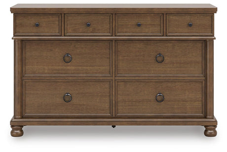 Rowlenstown Brown King Poster Bed, Dresser and 2 Nightstands from Ashley - Luna Furniture