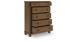 Rowlenstown Queen Poster Bed with Dresser and Chest in Brown from Ashley - Luna Furniture