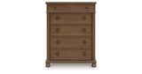 Rowlenstown Queen Poster Bed with Dresser and Chest in Brown from Ashley - Luna Furniture