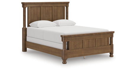 Rowlenstown Queen Poster Bed with Dresser and Nightstand in Brown from Ashley - Luna Furniture