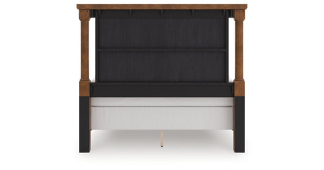 Rowlenstown Queen Poster Bed with Dresser and Nightstand in Brown from Ashley - Luna Furniture