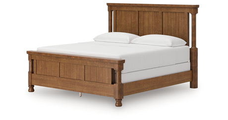 Rowlenstown California King Poster Bed with Dresser and Nightstand in Brown from Ashley - Luna Furniture