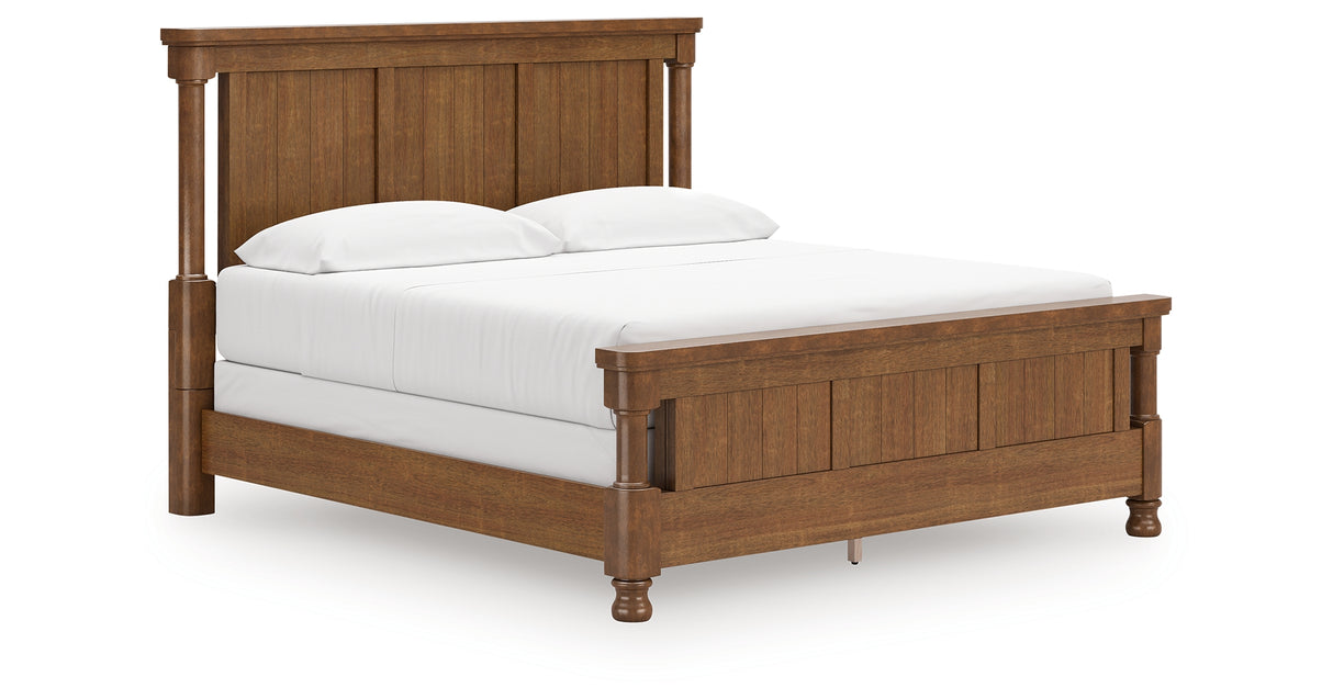 Rowlenstown California King Poster Bed with Dresser in Brown from Ashley - Luna Furniture